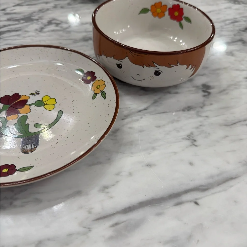 Vintage 1970s Fred Roberts Ceramic Farmer Boy Bowl, Mug, and Saucer Set - Picture 4 of 8